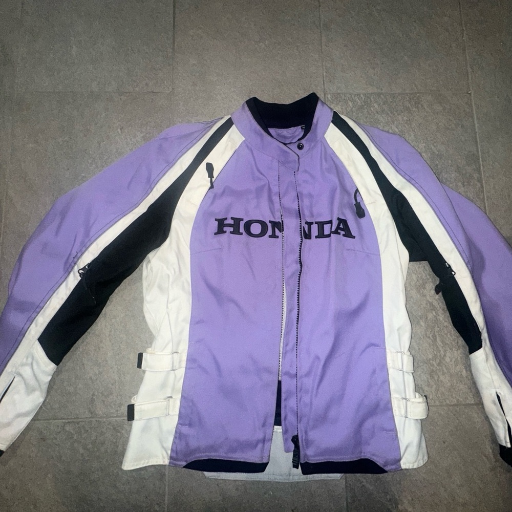 Honda moto motorcycle jacket purple white womens vintage